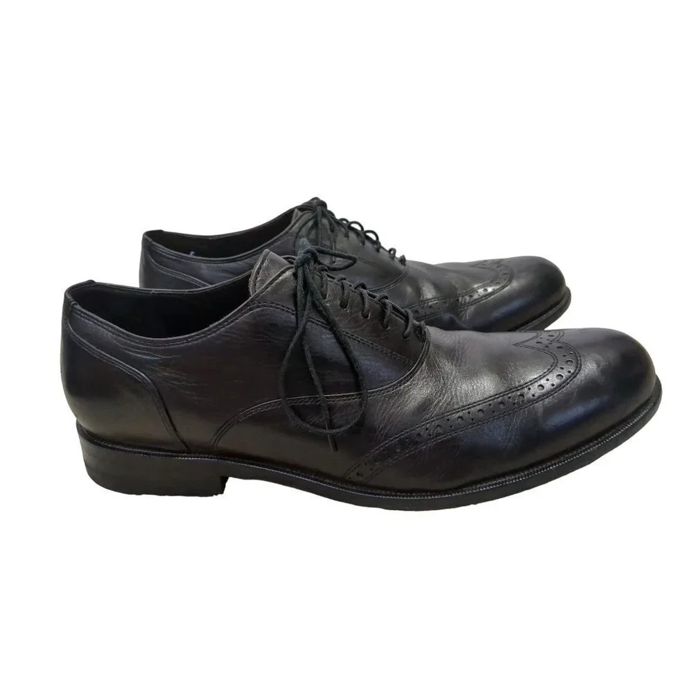 Cole Haan Air Pitney Oxford Shoe Mens 8.5 Black Wingtip Leather Lace Up Business